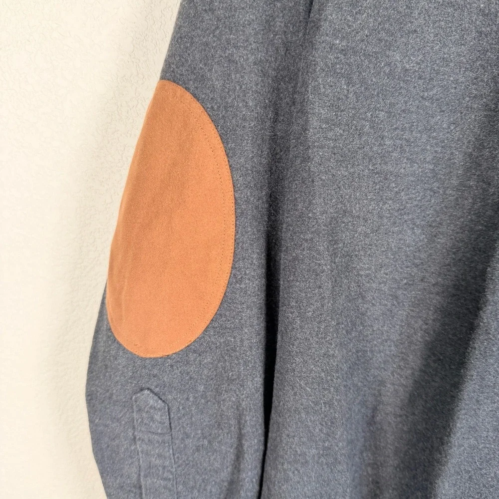 J.Crew Flannel Button‎ Down Shirt Mens M Charcoal Grey Elbow Patches Cotton